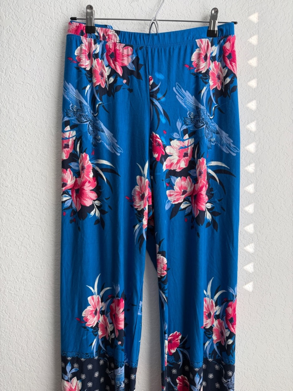 Soma Bright Blue Floral Lounge Pants with Pink Accents